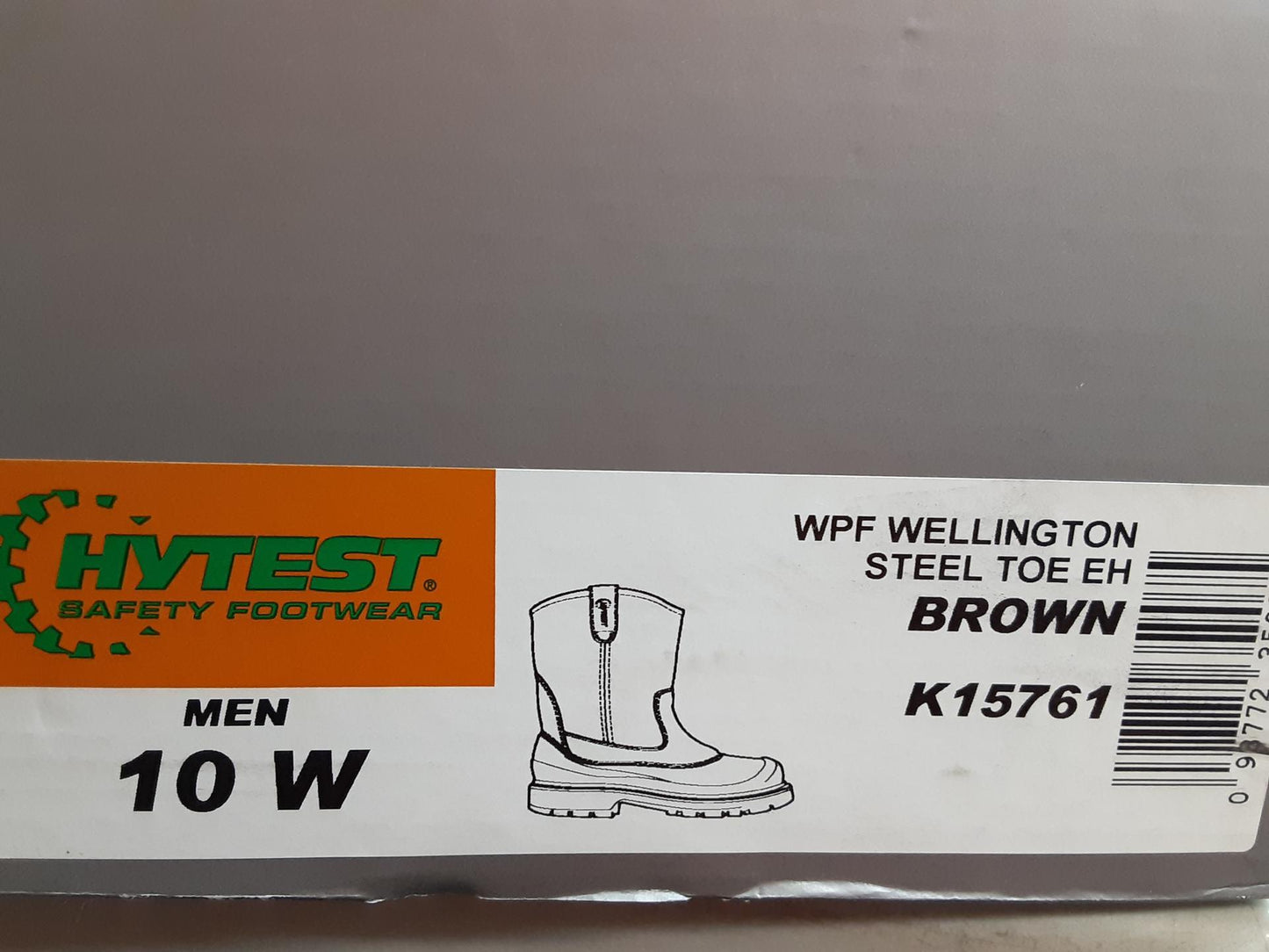 Hytest WPF Wellington Steel Toe EH, Brown, K15761, Mens Size 10 Wide