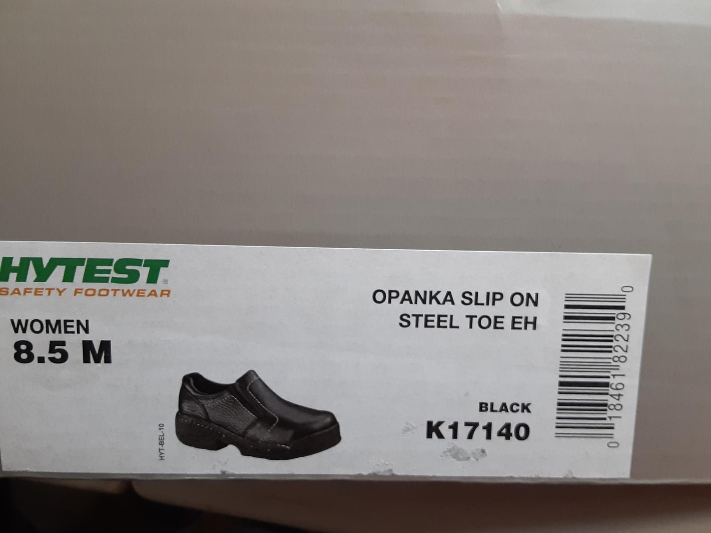 Hytest Safety Footwear Opanka Slipon, Steel Toe, EH, Women, size 8.5 Medium