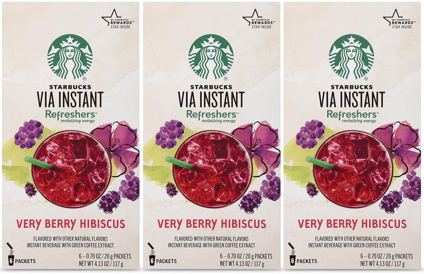 Starbucks 18 VIA Instant Refreshers Very Berry Hibiscus Best Before August 2020