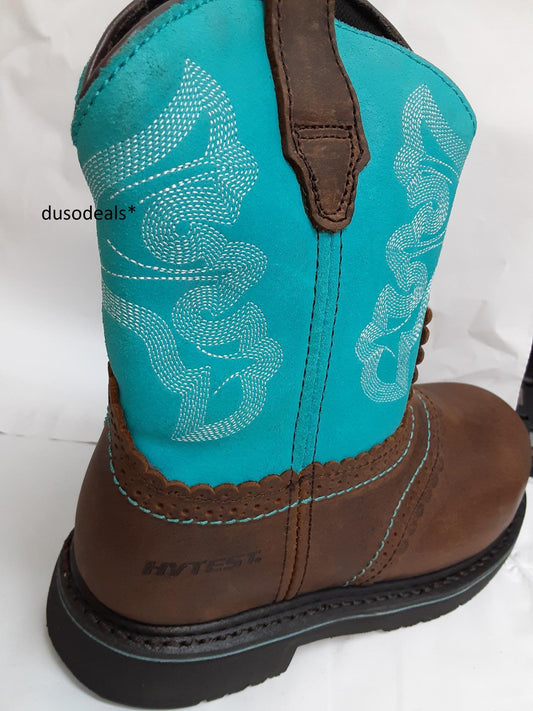 Hytest Western Well, K17074, Womens Size 6.5 Blue/Brown