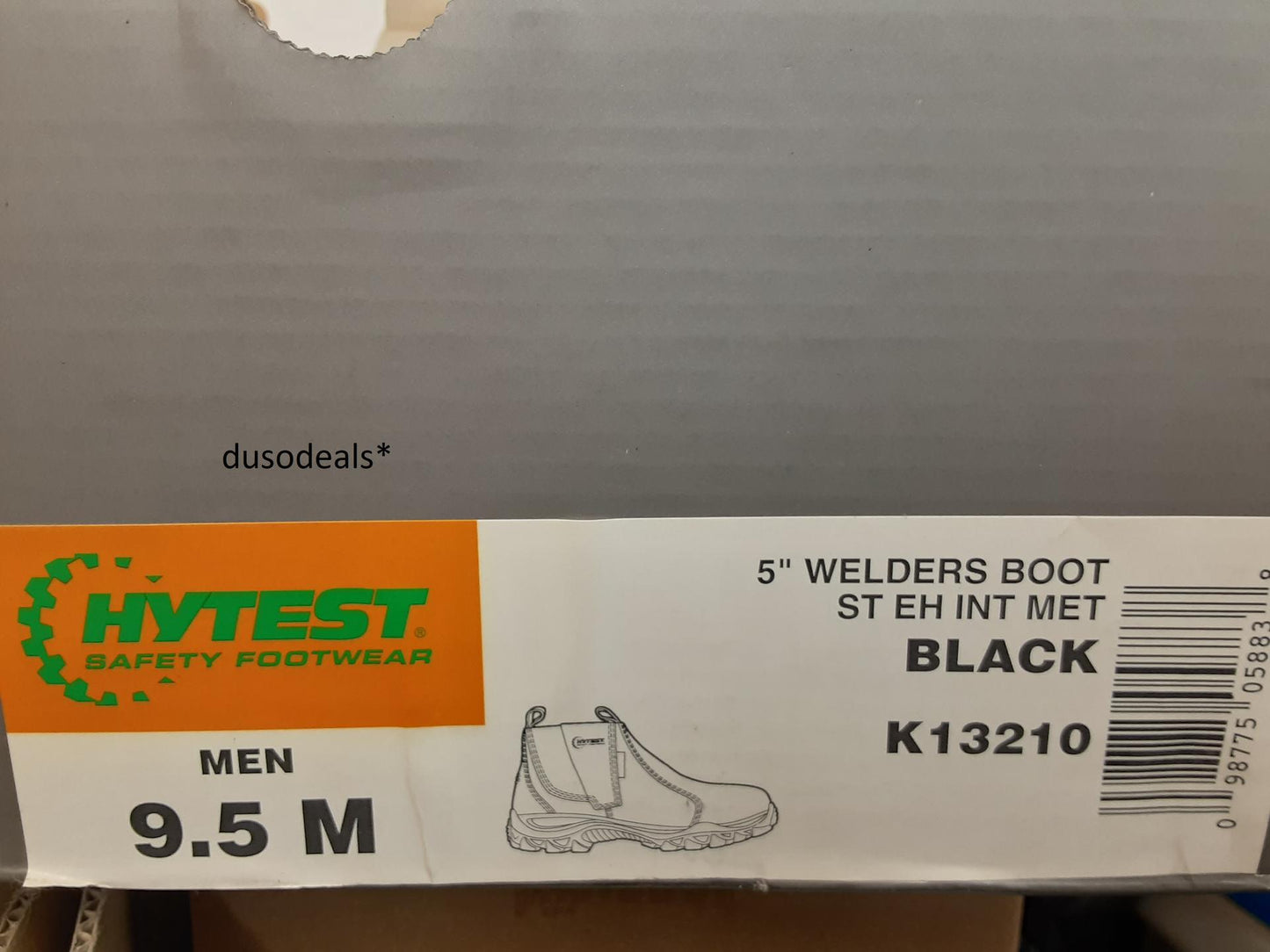 Hytest Welders 5" Boot, ST, EH, INT MET, K13210, BLACK, Size 9.5 Medium, MENS