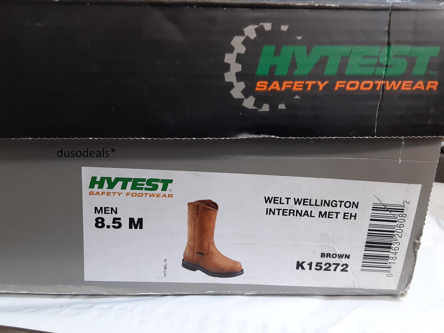 Hytest Welt Wellington Internal Met, EH, Brown, K15272, Size 8.5 MEDIUM