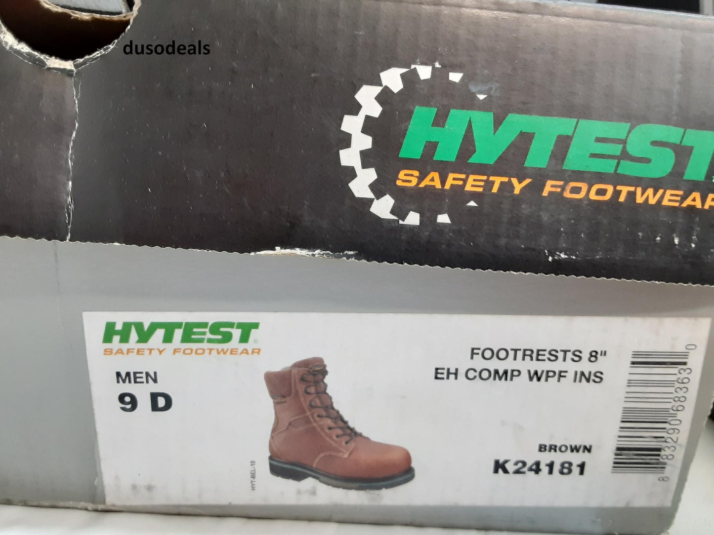 Hytest Footrests 8", EH, Comp, WPF, INS, Size 9 D, Mens, K24181