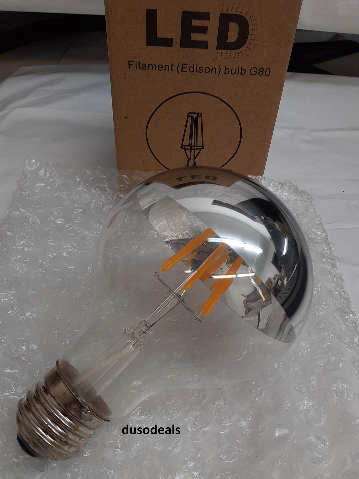 LED Half Chrome Filament Vintage Edison Bulbs 6W/120v/2700K/E26 Lot of 4