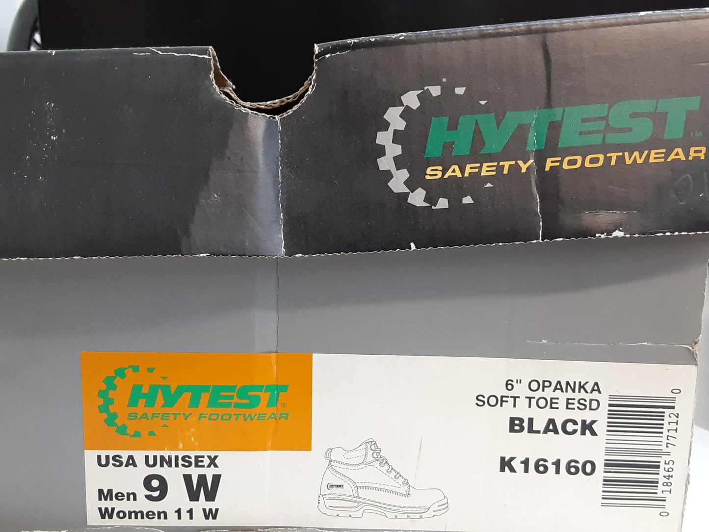 Hytest Safety Footwear 6" Opanka, Soft Toe, Black, K16160 Unisex sizes*