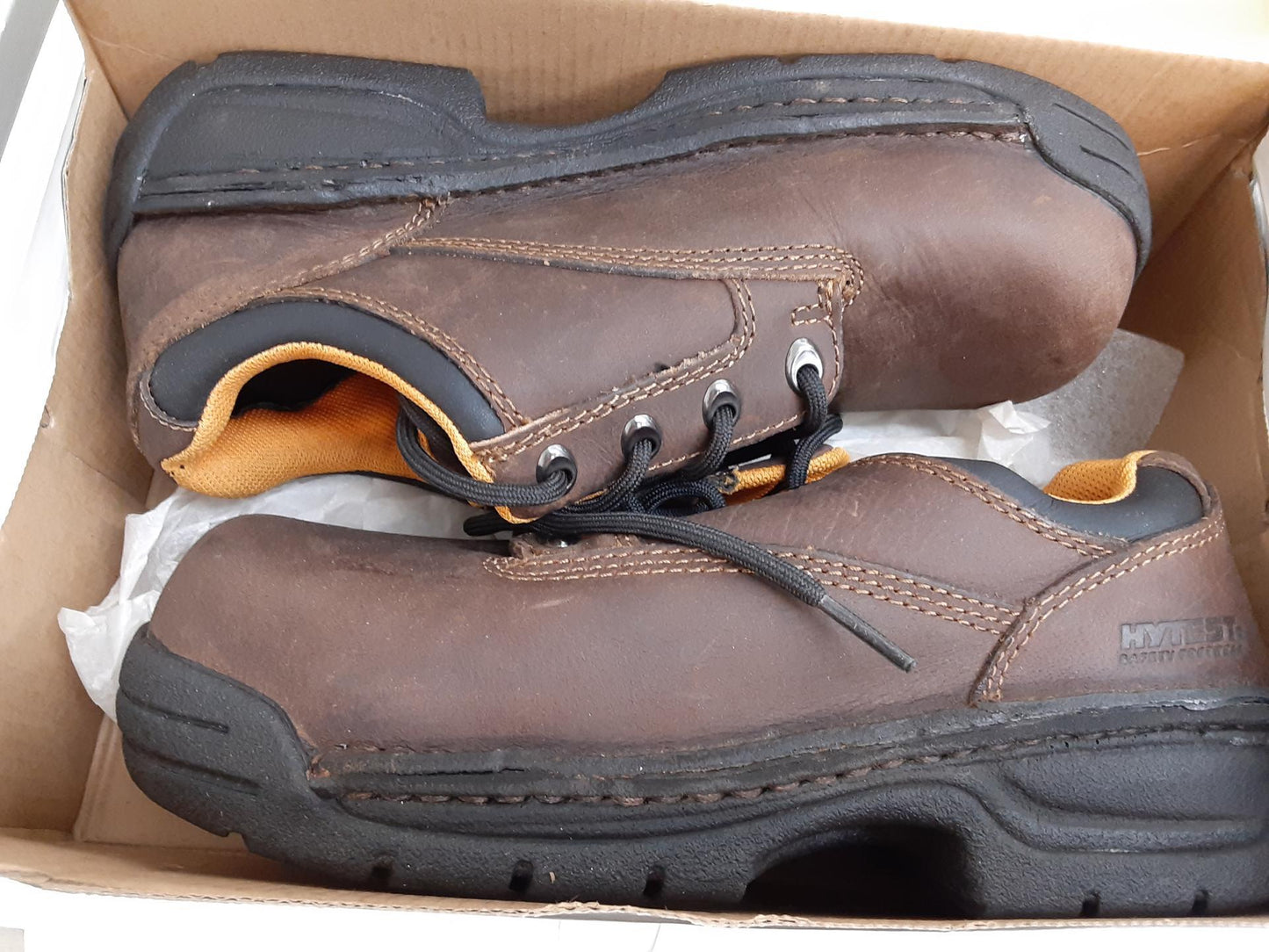 Hytest Safety Footwear, Womens Oxford, K17091, Steel Toe, Brown, Size 8 Medium