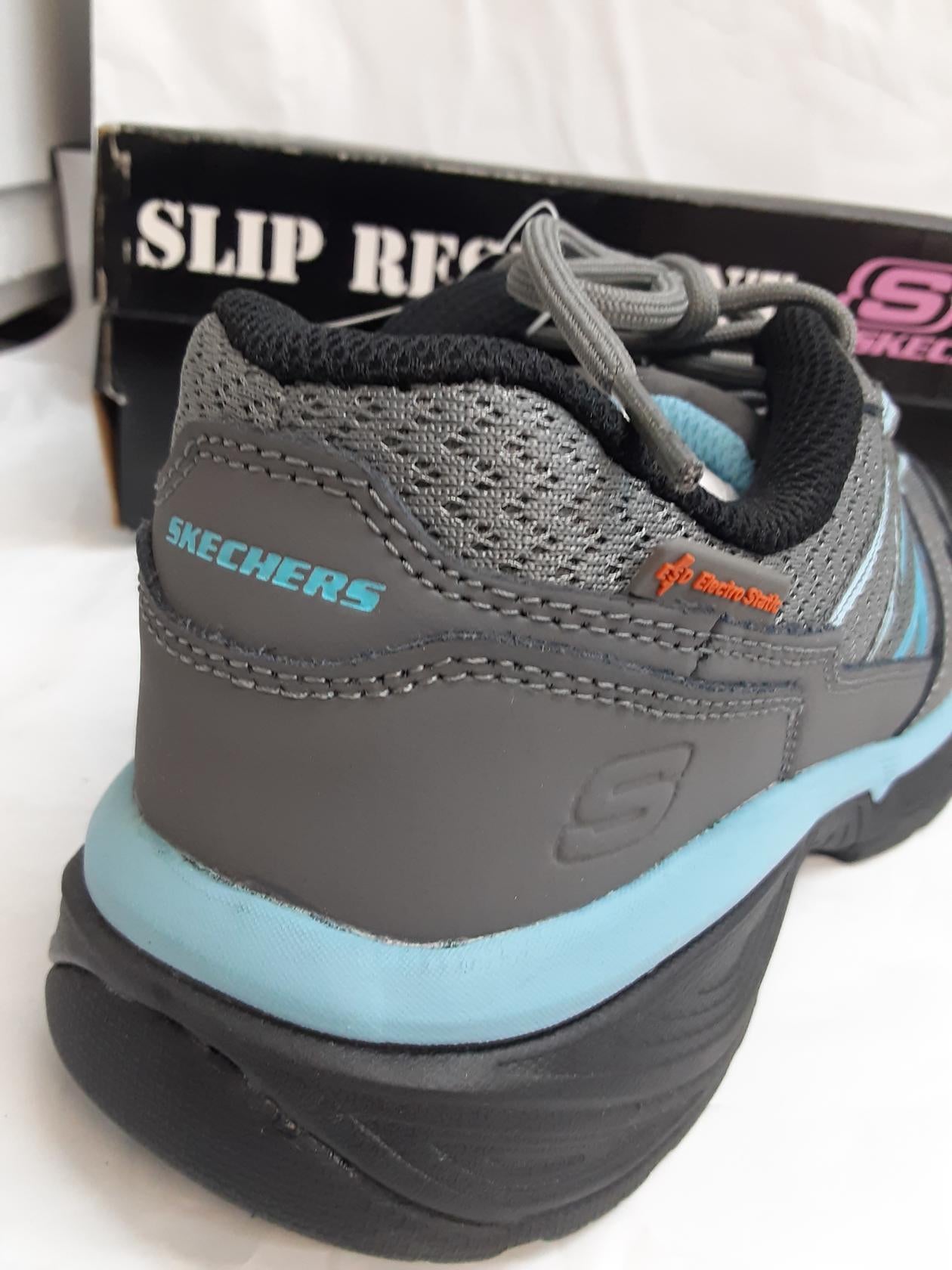 Skechers for Work, Conroe-Abbenes, Grey/Blue, Size 8 Womens, 76587/GYBL, SR