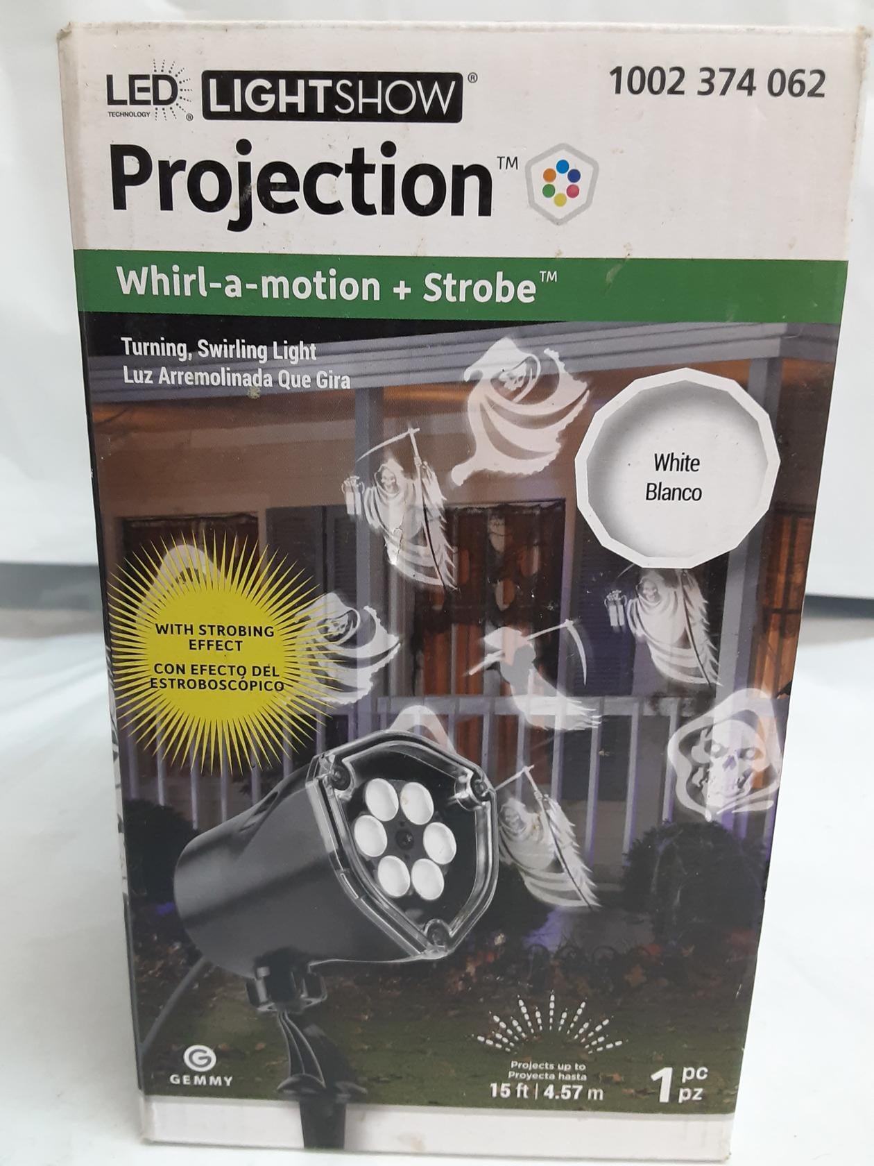 Led LightShow Projection Whirl-A-Motion +Strobe, White, The Reaper