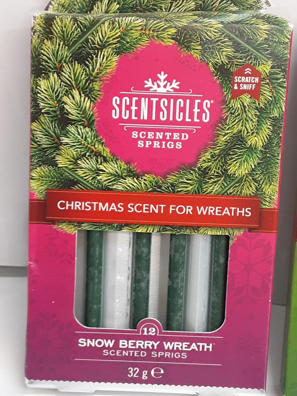 Scentsicles-SET OF 2 'Snow Berry Wreath'/ 'White Winter Frig' -Scented SPRIGS