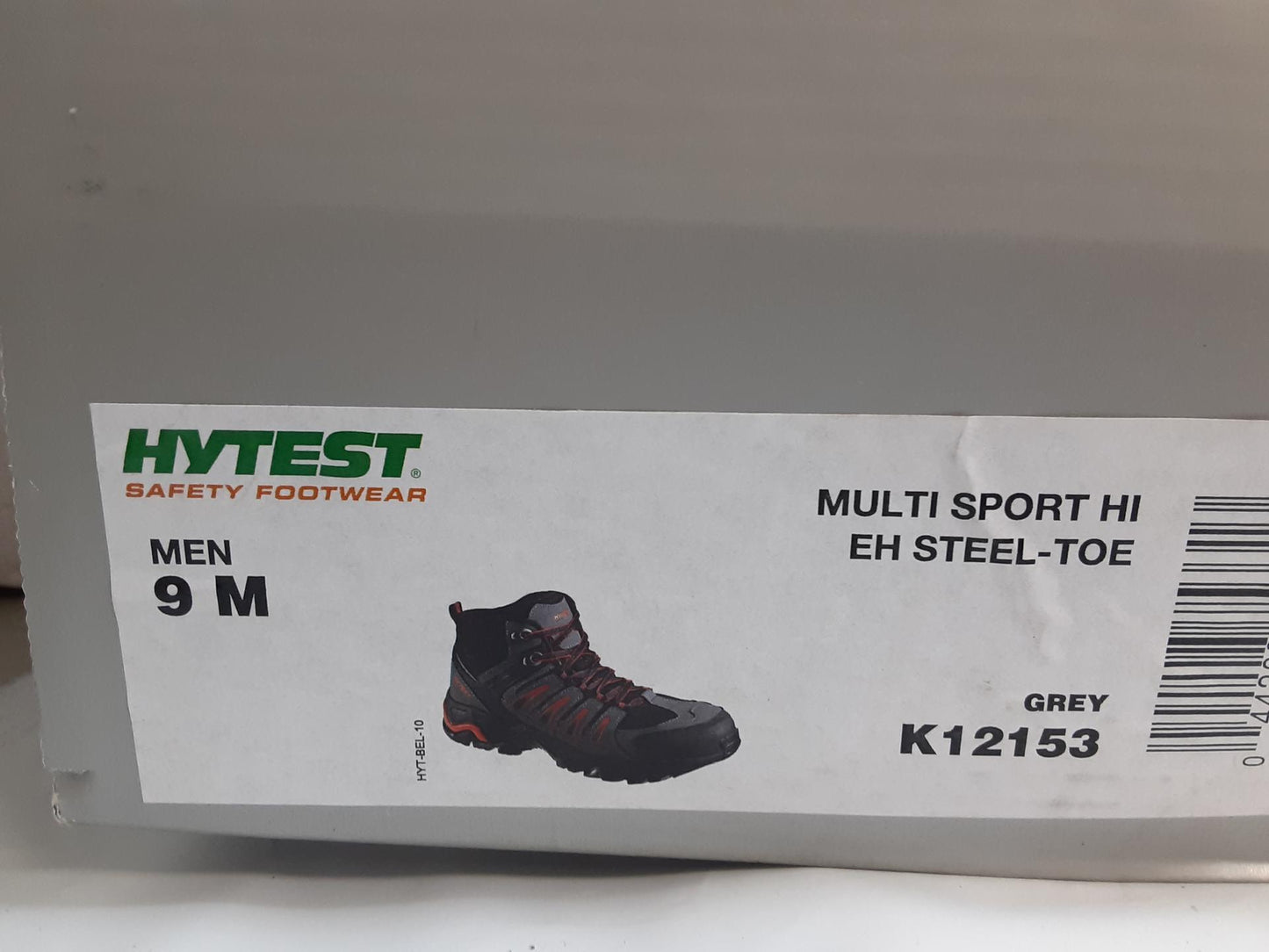 Hytest MultiSport Hi, Grey/Red- K12153- Size 9 Medium Mens- Steel Toe