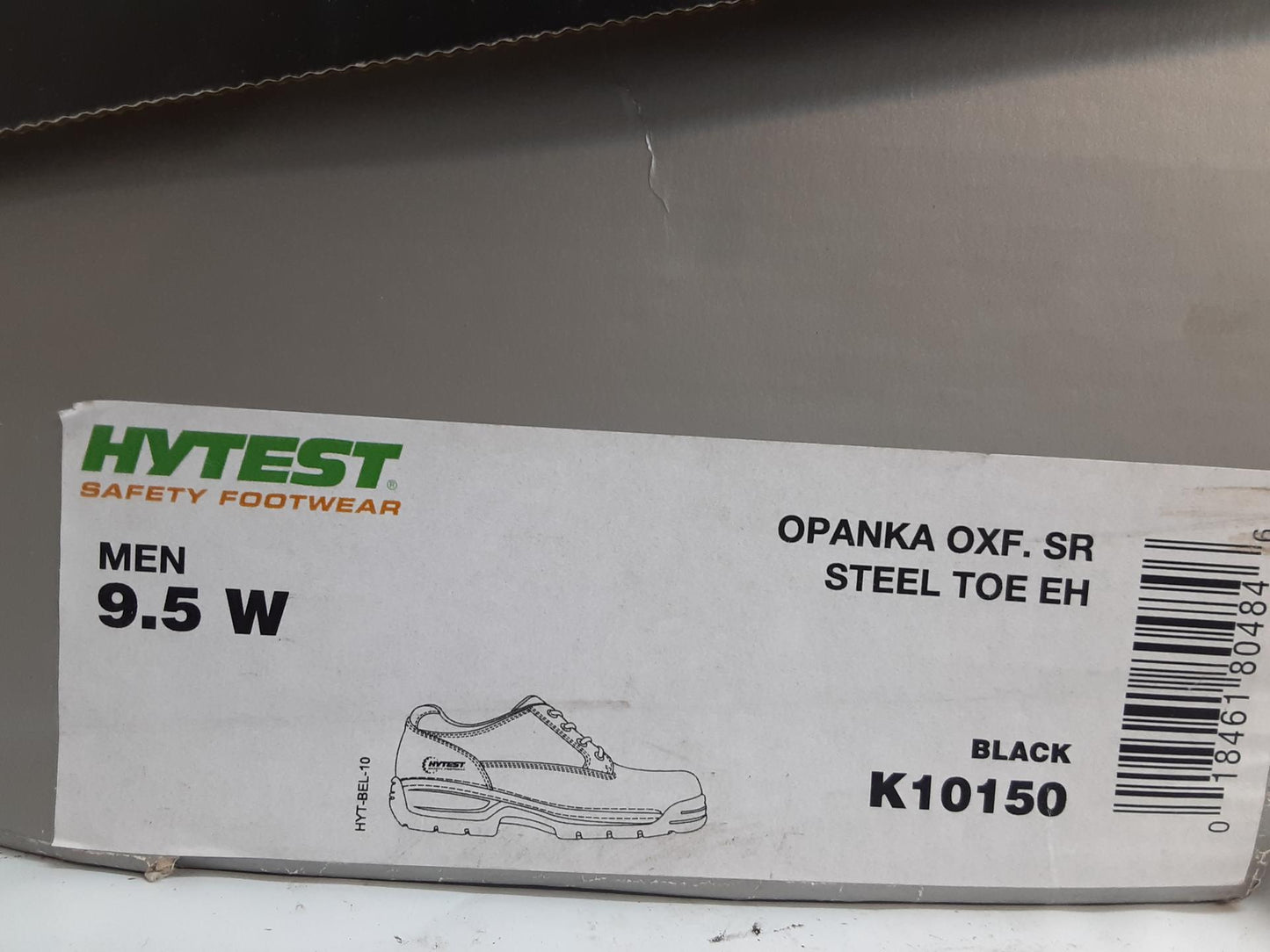 Hytest Safety Footwear, Black, Opanka Oxford Steel Toe- 9.5  Wide- Men-Preowned