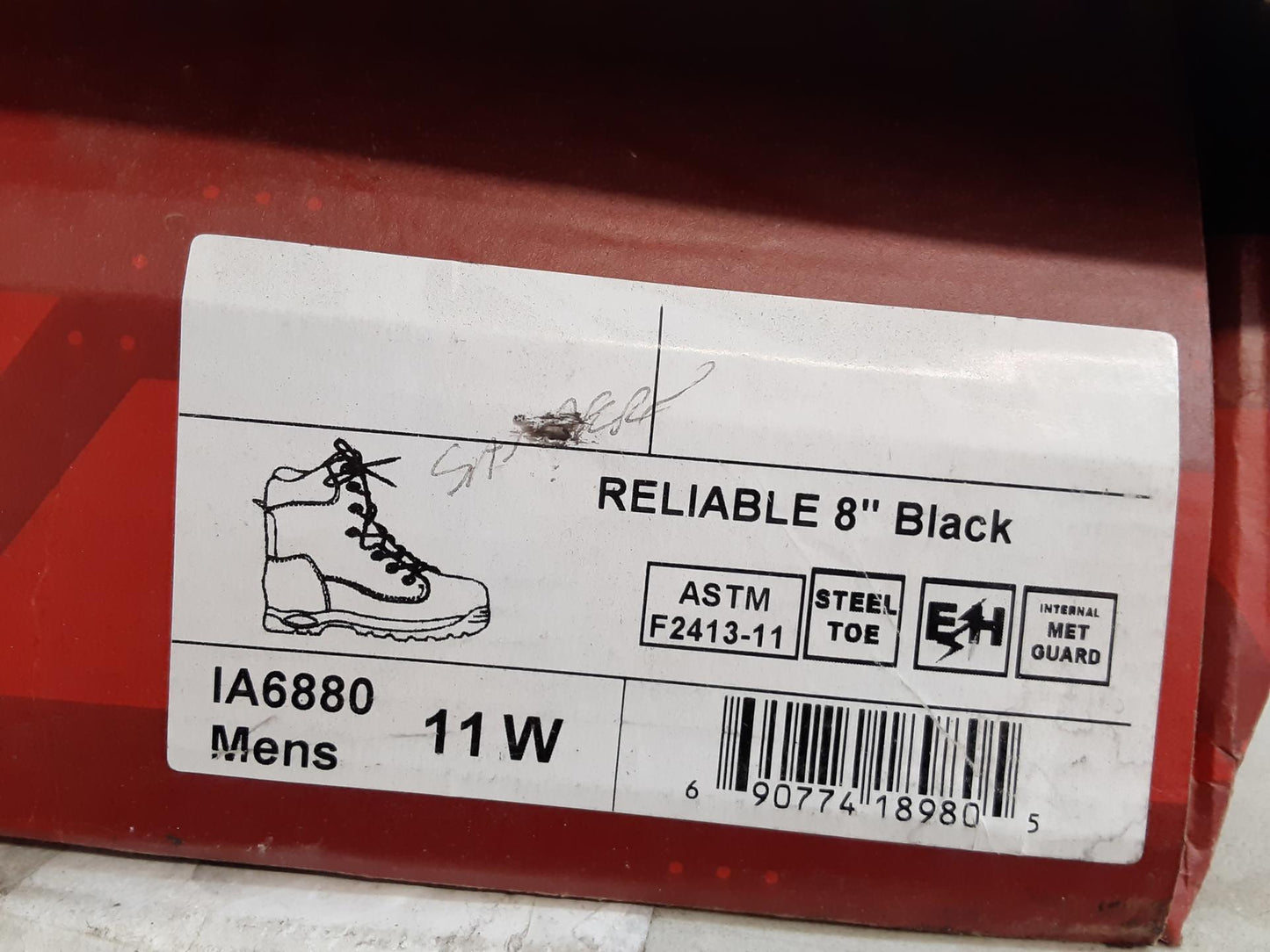 Iron Age Reliable 8" Boot- Black- Steel Toe- Size 11 Wide- IA6880- NEW-