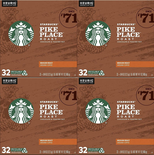 Starbucks Pike Place 128 Count K Cups Coffee Pods for Keurig Best By 7/2020