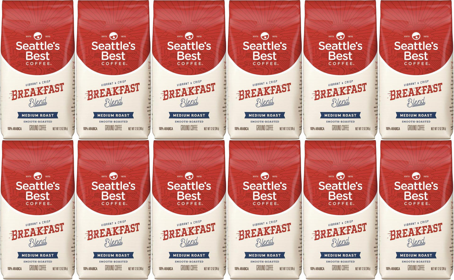 12 Pack Seattle's Best Breakfast Blend Ground Coffee 12oz Each Best By 2/2021