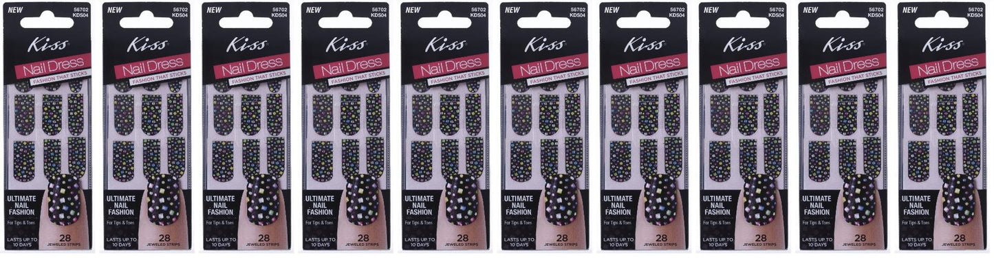 Kiss Nail Dress, 28 Jeweled Stripes, Polka Dots, 56702 **Lot of 10** Huge Lot!!