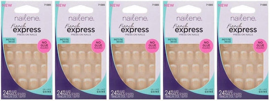 Nailene French Express- 24 Press On Nails, KIT* Petite, Beige 71985, Lot of Five