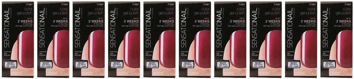 Sensationail Color Gel Polish, Barefoot Berry, .25 fl oz- LOT OF TEN- NEW