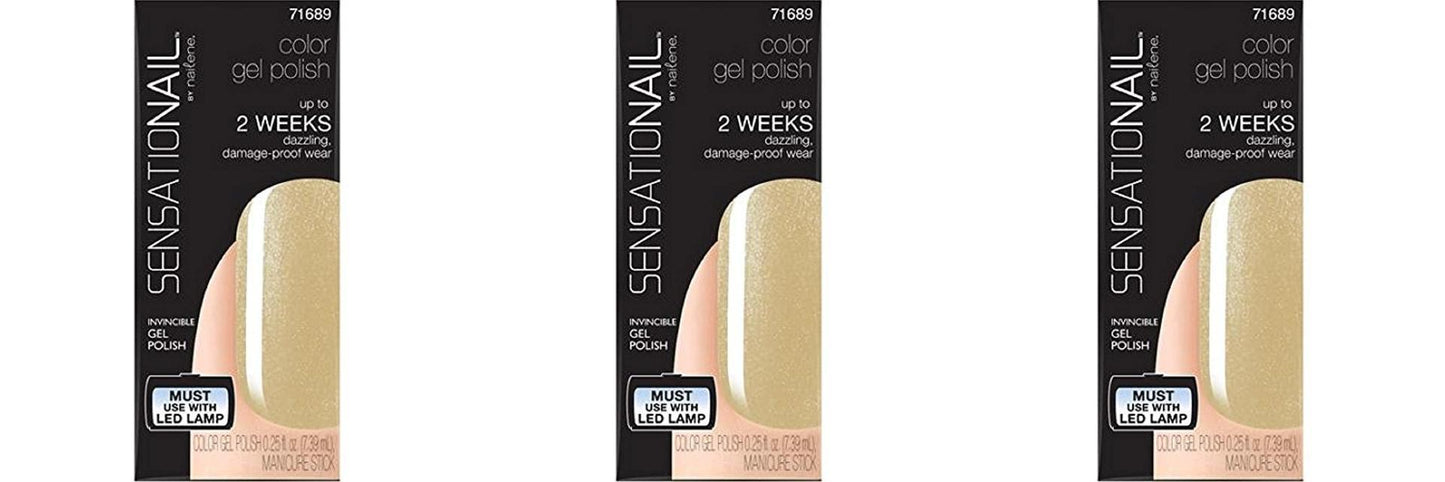 Sensationail Color Gel Polish (Little Gold Dress-71689) 0.25 oz- Lot of THREE