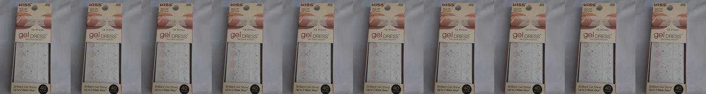 Kiss Gel Dress 20 Full/French Strips (40ct) Disco Lights, 60456, NEW Lot of TEN