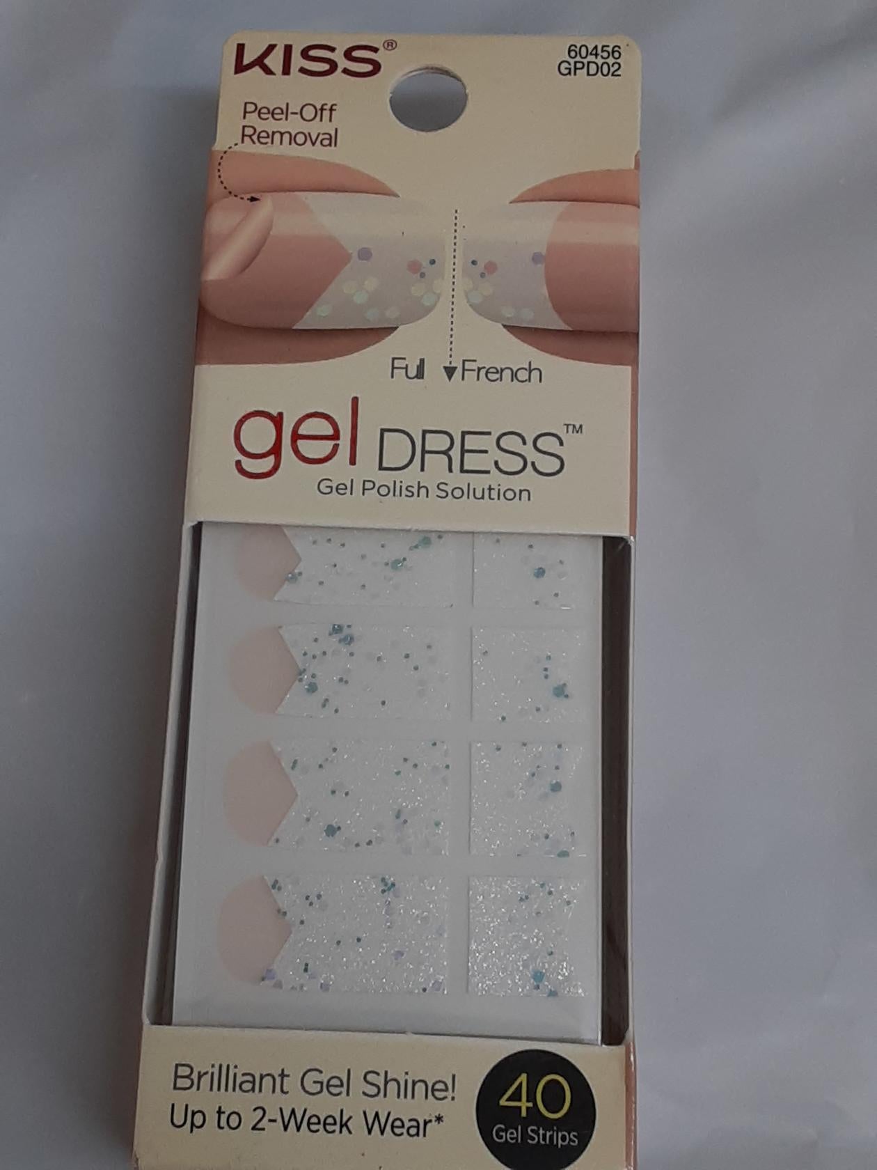 Kiss Gel Dress 20 Full/French Strips (40ct) Disco Lights, 60456, NEW (one)