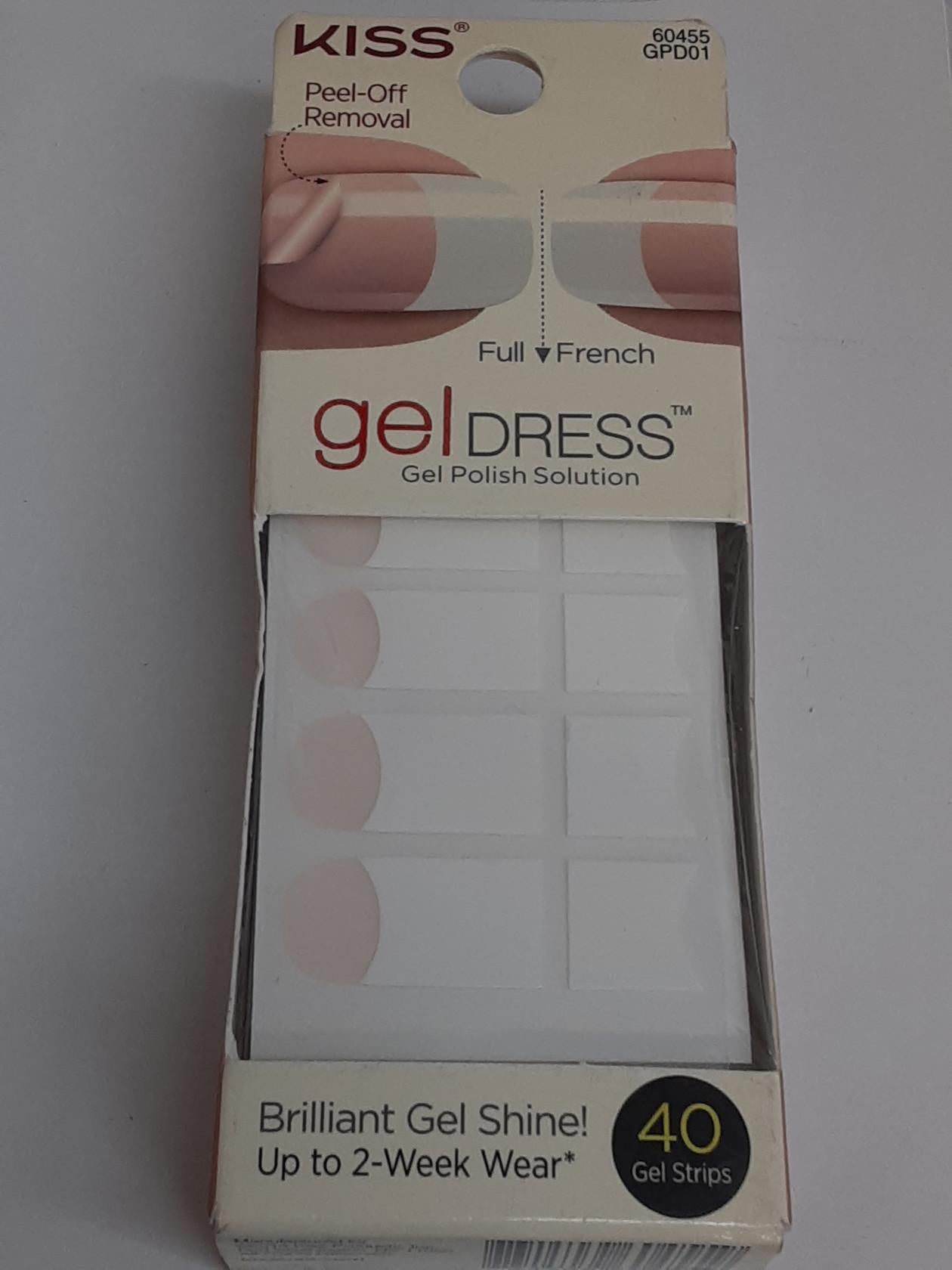 Kiss Gel Dress (60455 GlistenUp) 40 ct 20 full/20 french Gel Strips -Lot of TWO