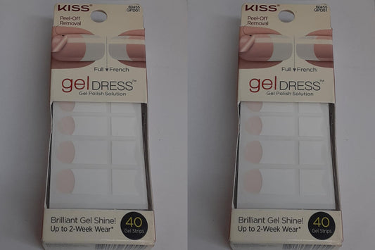 Kiss Gel Dress (60455 GlistenUp) 40 ct 20 full/20 french Gel Strips -Lot of TWO