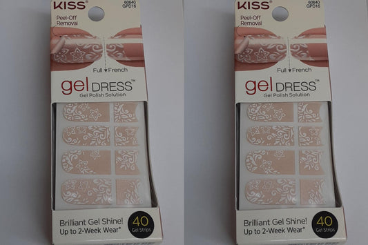 Kiss Gel Dress 60640, French Toast, 40 ct: 20 full/ 20 French, (Lot of 2) NEW