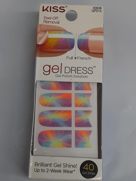 Kiss Gel Dress 60638 (Debutante) 20 full/ 20 french (40 ct) Gel Strips- NEW (1)