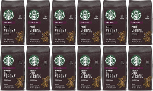 12 PACK Starbucks Verona Dark Roast Ground Coffee 12oz Bags Best Before 2/2021