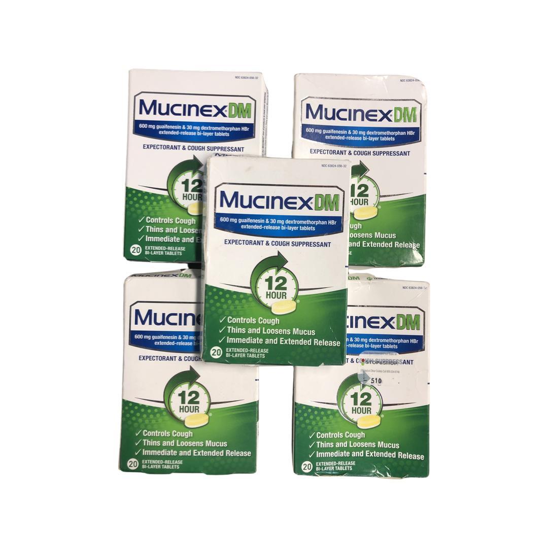 100ct (5X20) Mucinex 12 Hour DM 600 mg Guaifenesin Cough Suppressant EXP 9/22+