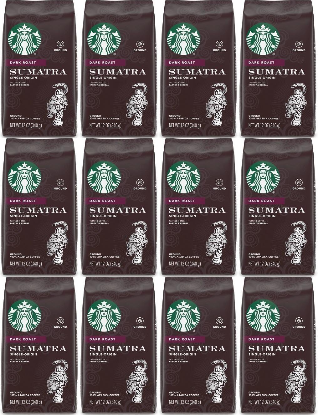 12 PACK Starbucks Sumatra Dark Roast Ground Coffee Best Before 10/2021