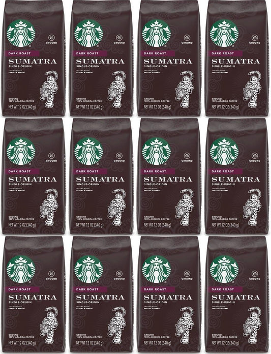 12 PACK Starbucks Sumatra Dark Roast Ground Coffee Best Before 10/2021