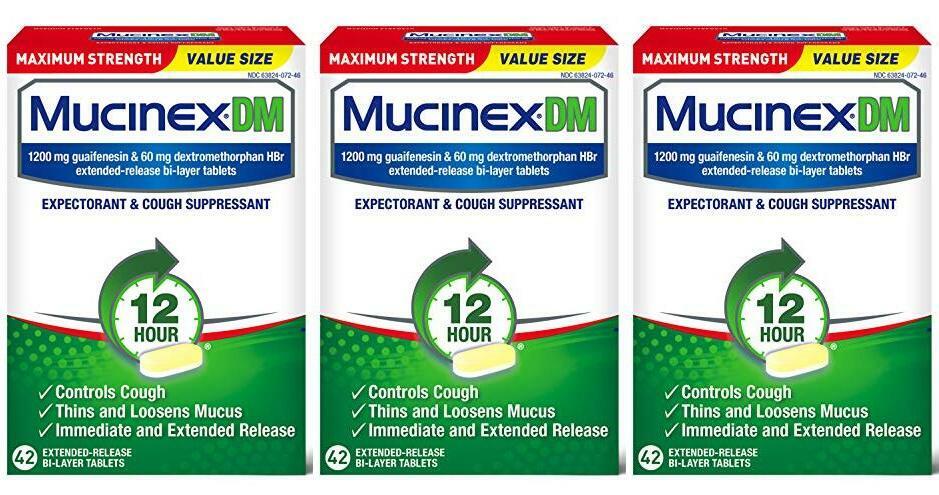 3 pack of  Mucinex DM Maximum Strength 12 HourTablets 42ct each box EXP 4/2023