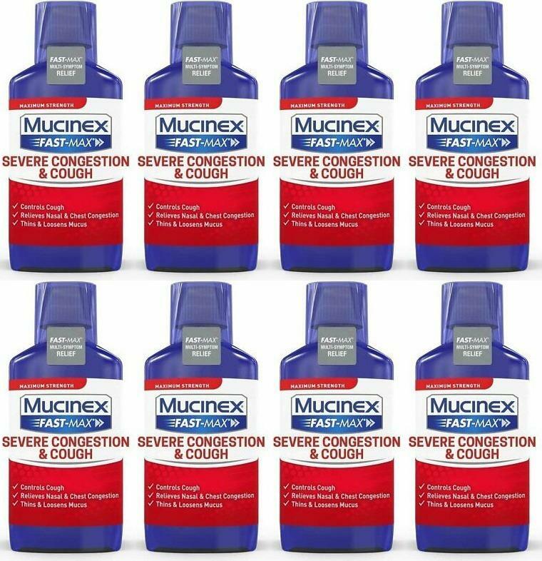 Lot Of 8 Mucinex Fast-Max Maximum Strength Severe Congestion & Cough Exp 04/2022