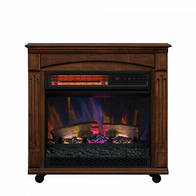 New ChimneyFree Rolling Mantel, Infrared Quartz Electric Fireplace Space Heater