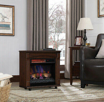 New ChimneyFree Rolling Mantel, Infrared Quartz Electric Fireplace Space Heater