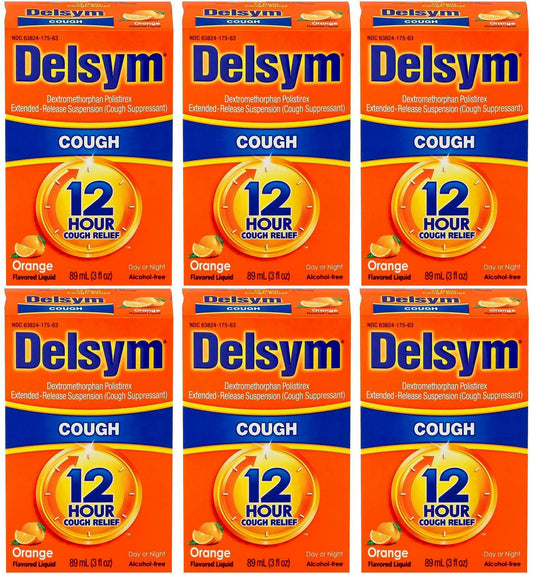 Lot of 6 Delsym Cough Suppressant Liquid Orange Flavor 3 oz each EXP 01/23