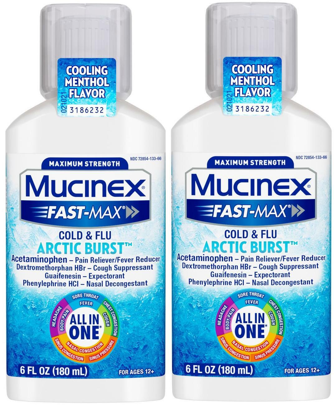 2 Mucinex Fast Max Cold & Flu Arctic Burst 6oz -EXP: 5/23+