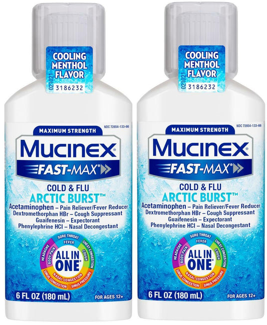 2 Mucinex Fast Max Cold & Flu Arctic Burst 6oz -EXP: 5/23+