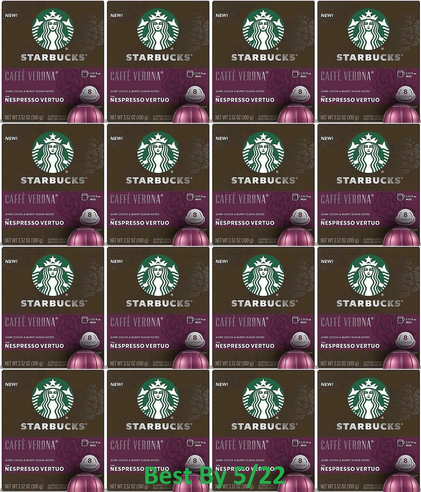 128 COUNT Starbucks Caffe Verona for Nespresso Vertuo Capsules READ DESCRIPTION