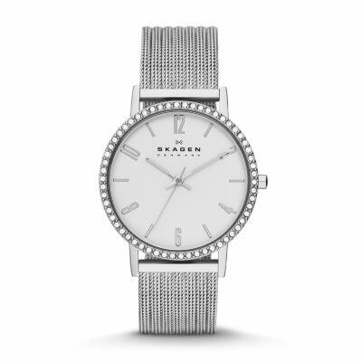 Watch Skagen Stainless Steel Silver Tone Gem Bezel Womens SKW2284 NO BOX