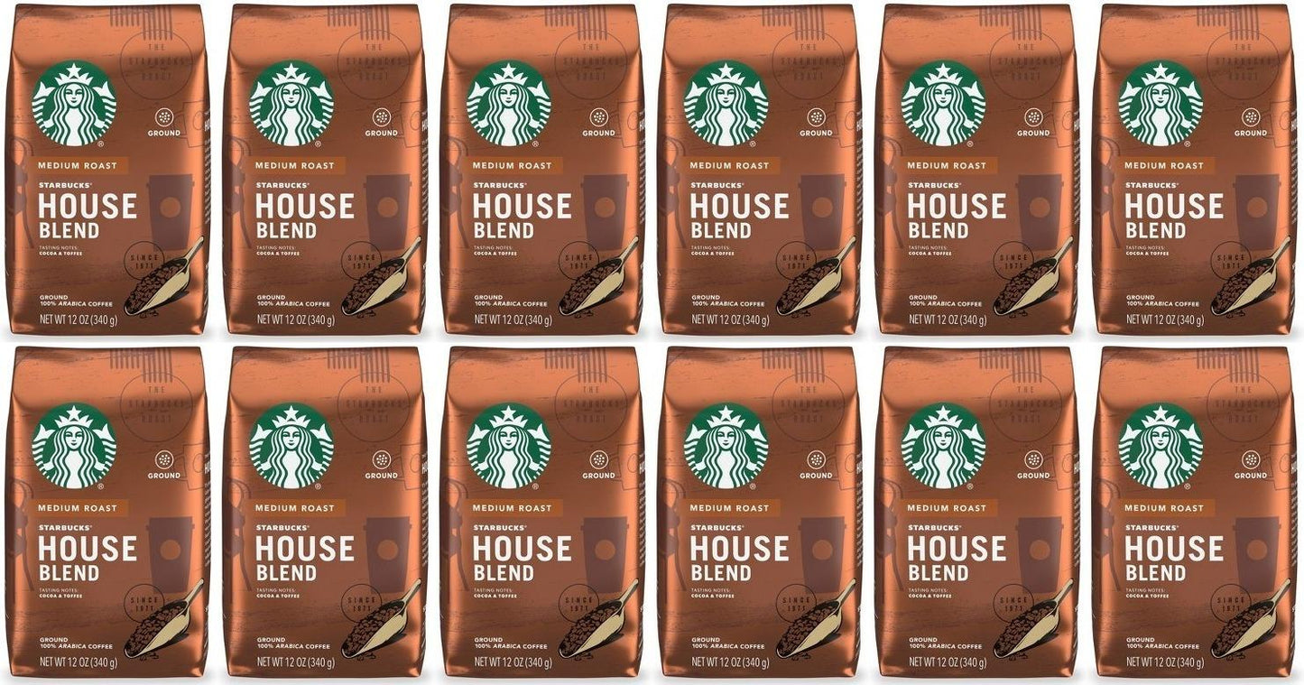 12 PACK Starbucks House Blend Ground Coffee 12oz each Best Before 2/2021