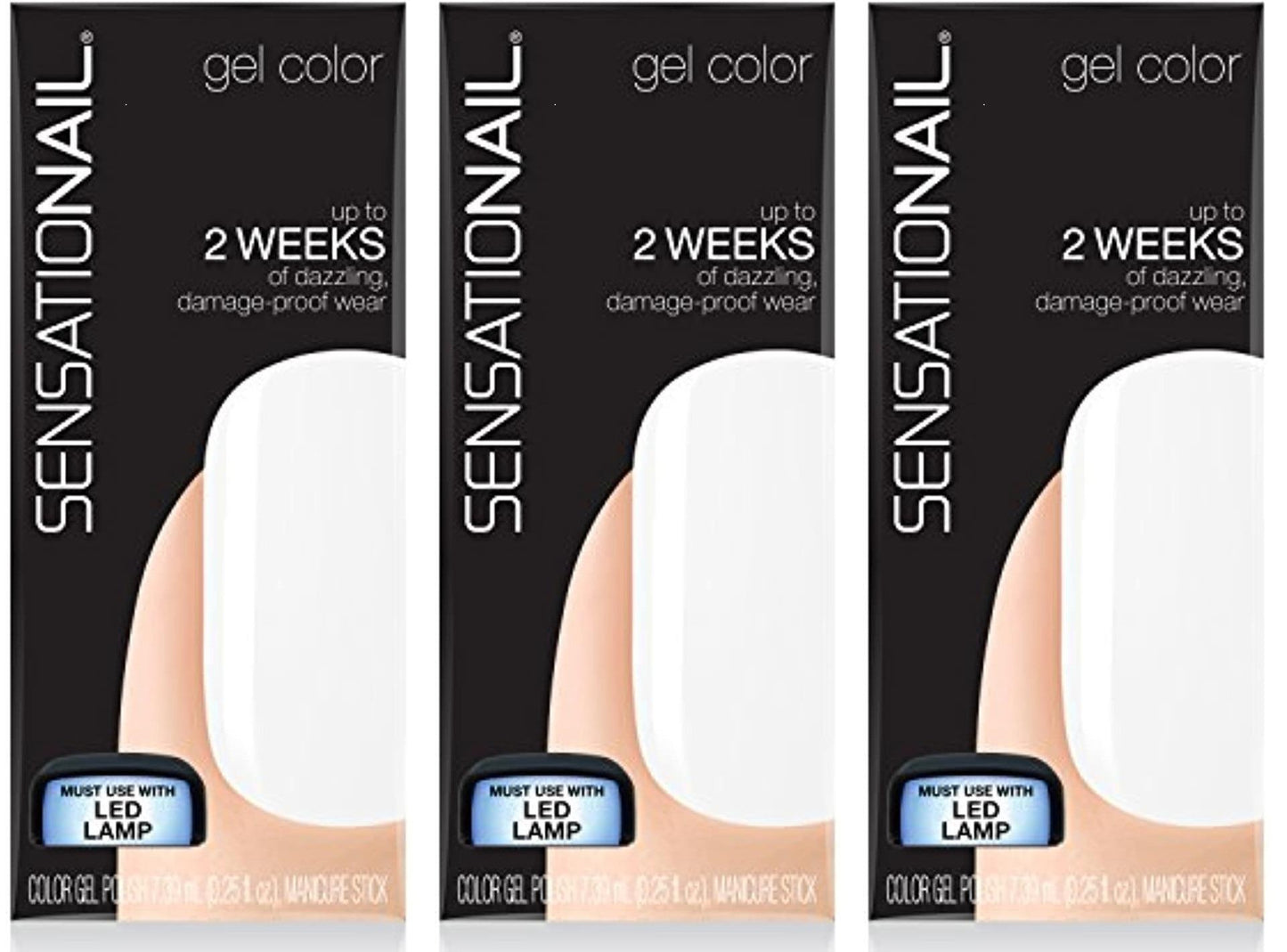 SensatioNail Gel Polish Color, White Lily -0.25 fl oz -71727-NEW, Lot of THREE