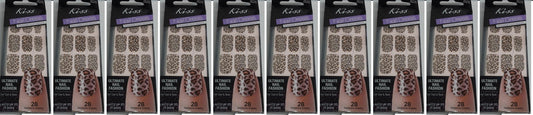 Kiss Nail Dress 28 Fashion Strips 56708, Leopard Design, LOT OF TEN- New