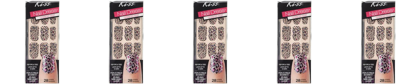 Kiss Nail Dress, 56743, MultiColored, Nail Strips, 28 pack- Lot of Five