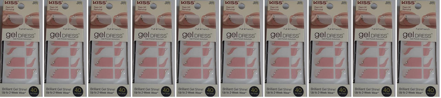 Kiss Gel Dress Full/French Strips Cold Springs 60465 (40 ct) Lot of TEN - NEW