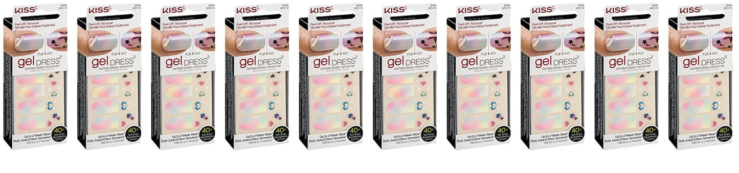 Kiss Gel Dress 'Rise& Shine' 60466-20 Full/ 20 Art Gel Strips (lot of 10) NEW