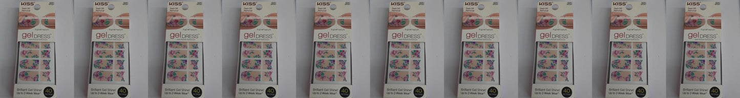 Kiss Gel Dress 'Sugar & Spice' 40 ct 20 Full/ 20 French Gel Strips (Lot of 10)