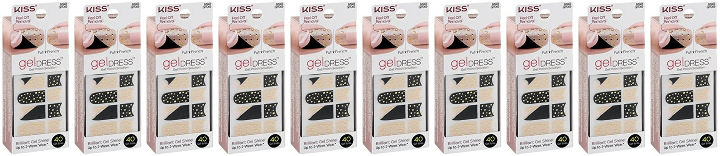 Kiss Gel Dress 60464 'Sweet Melody' 40 Gel Strips-20 Full/20 French, Lot of 10