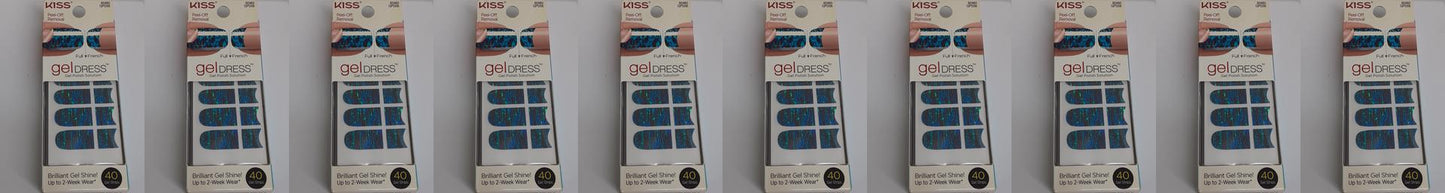 Kiss Gel Dress 60460-After Midnight 40 ct 20 full/  french Gel Strips Lot of 10